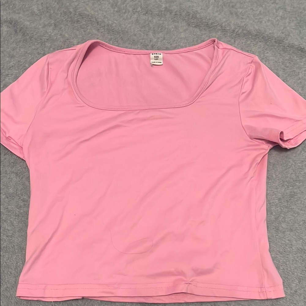 SHEIN Pink Crop Fitted T-Shirt